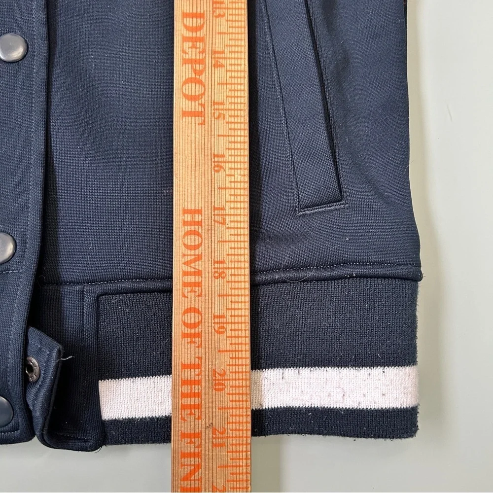 Nike Dark Blue Varsity Jacket with Orange Nike Logo Size Small